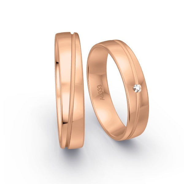 Trauringe Rotgold 333 mit 0.015 ct. Brillanten GR14971