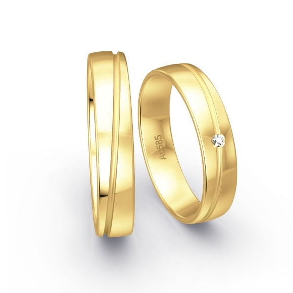Trauringe Gelbgold 585 mit 0.015 ct. Brillanten GR14973