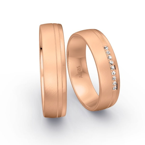 Trauringe Rotgold 585 mit 0.045 ct. Brillanten GR14983