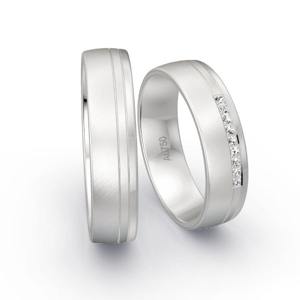 Trauringe Weissgold 750 mit 0.045 ct. Brillanten GR14985