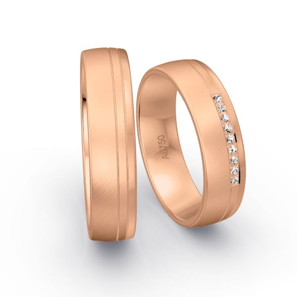Trauringe Rotgold 750 mit 0.045 ct. Brillanten GR14986