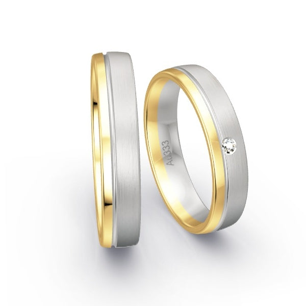 Trauringe Gelbgold 333 / Weissgold 333 mit 0.02 ct. Brillanten GR14989