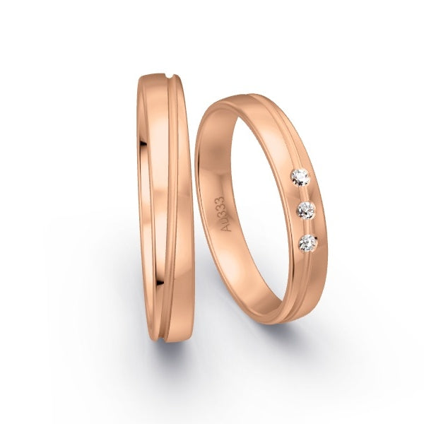 Trauringe Rotgold 333 mit 0.045 ct. Brillanten GR15013
