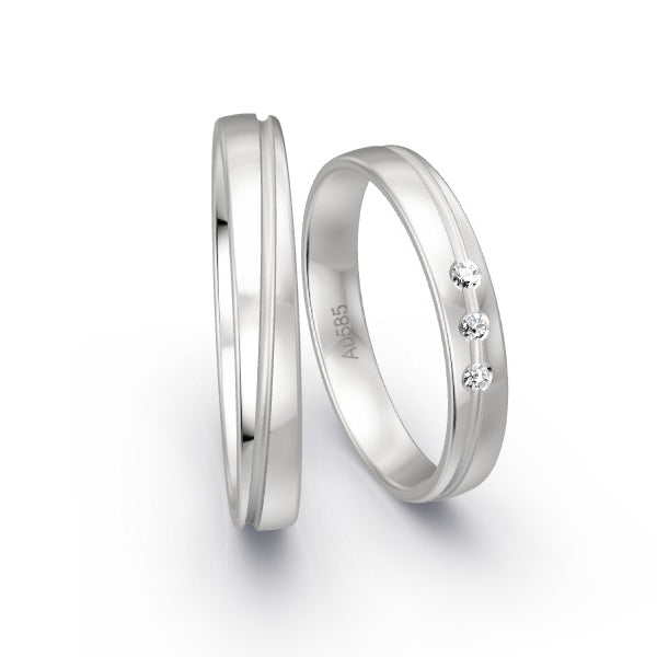 Trauringe Weissgold 585 mit 0.045 ct. Brillanten GR15014