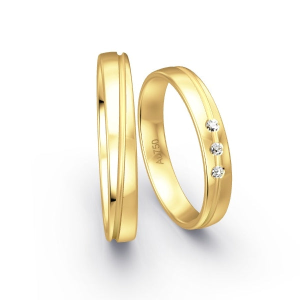 Trauringe Gelbgold 750 mit 0.045 ct. Brillanten GR15018