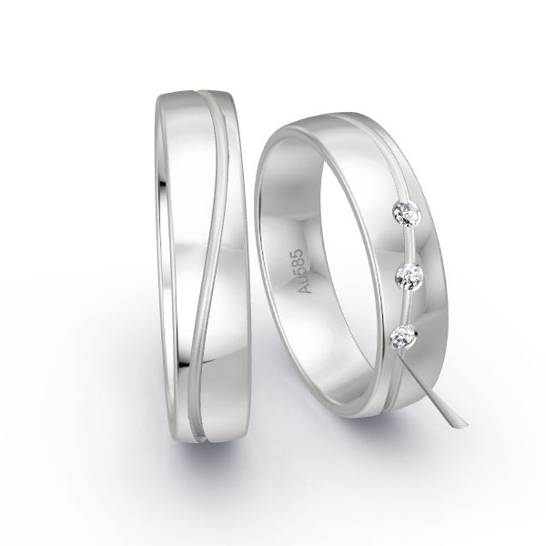 Trauringe Weissgold 585 mit 0.06 ct. Brillanten GR15023