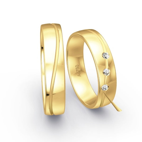 Trauringe Gelbgold 750 mit 0.06 ct. Brillanten GR15027