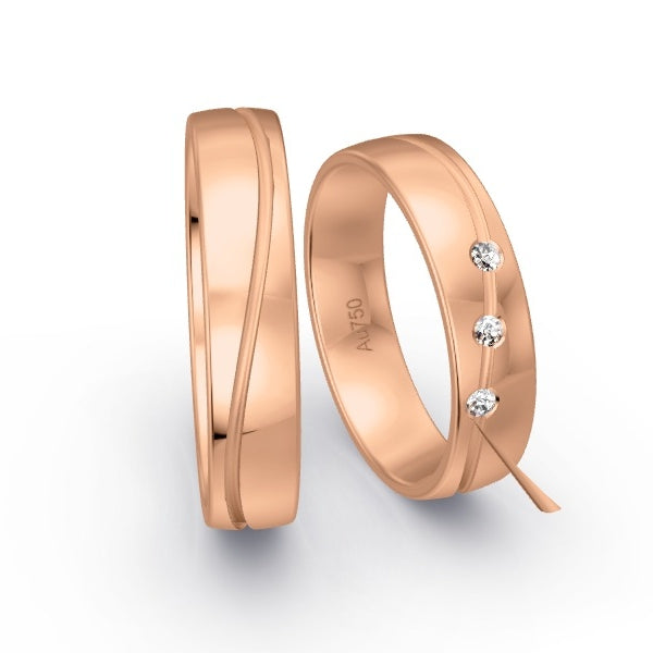Trauringe Rotgold 750 mit 0.06 ct. Brillanten GR15028