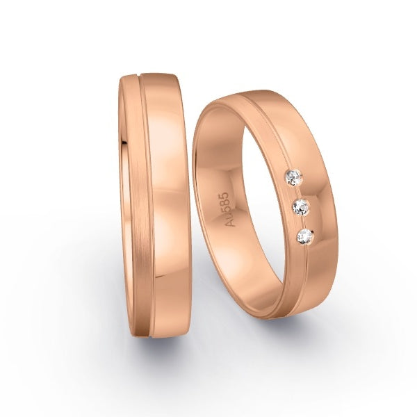 Trauringe Rotgold 585 mit 0.03 ct. Brillanten GR15046
