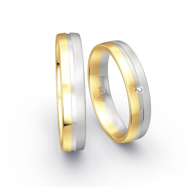 Trauringe Gelbgold 585 / Weissgold 585 mit 0.01 ct. Brillanten GR15063
