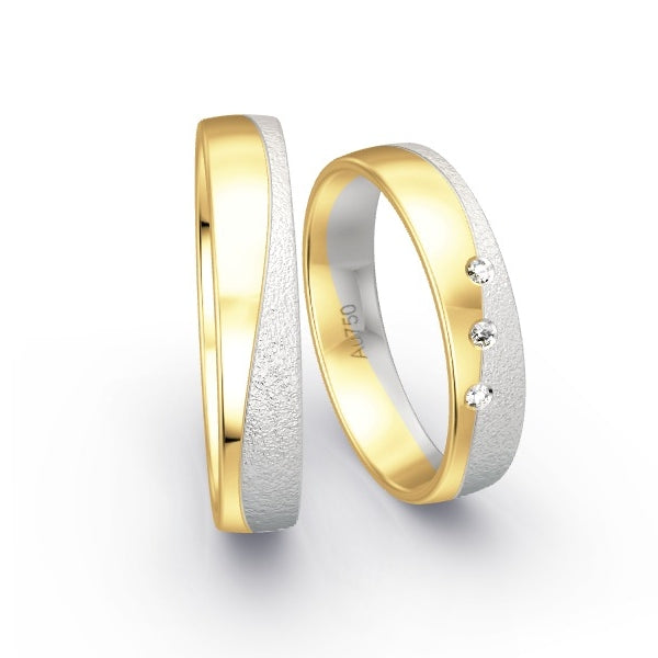 Trauringe Gelbgold 750 / Weissgold 750 mit 0.03 ct. Brillanten GR15090