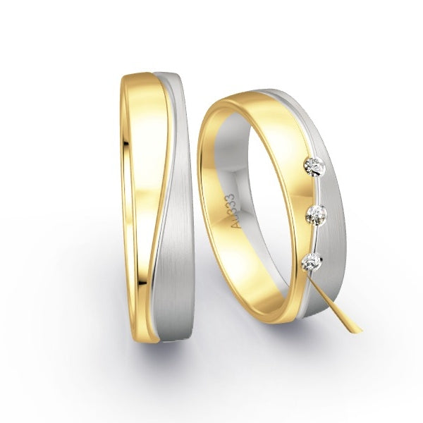 Trauringe Gelbgold 333 / Weissgold 333 mit 0.06 ct. Brillanten GR15092