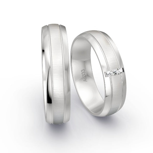 Trauringe Weissgold 333 mit 0.03 ct. Brillanten GR15116