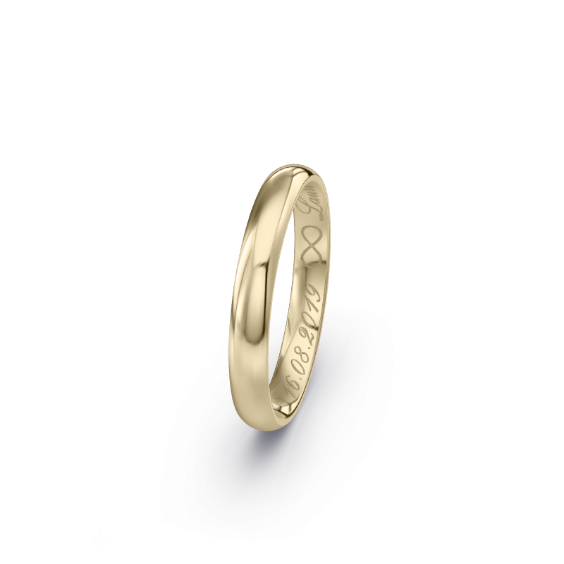 Hochwertige Trauringe aus Champagnergold 585. Die Oberfläche ist Poliert.
            Der Damenring hat einen Steinbesatz von 0 .