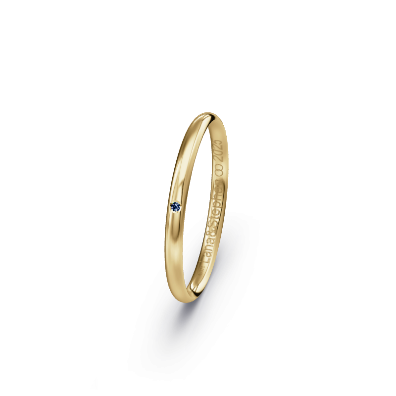 Hochwertige Trauringe aus Gelbgold 375. Die Oberfläche ist Poliert.
            Der Damenring hat einen Steinbesatz von 0.005 Brillianten.
