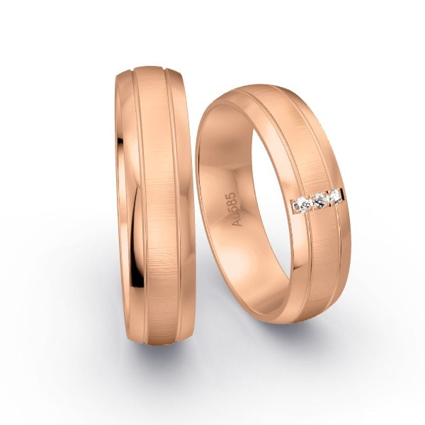 Trauringe Rotgold 585 mit 0.03 ct. Brillanten GR15121