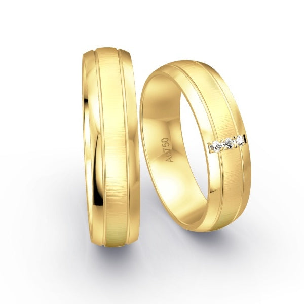 Trauringe Gelbgold 750 mit 0.03 ct. Brillanten GR15123
