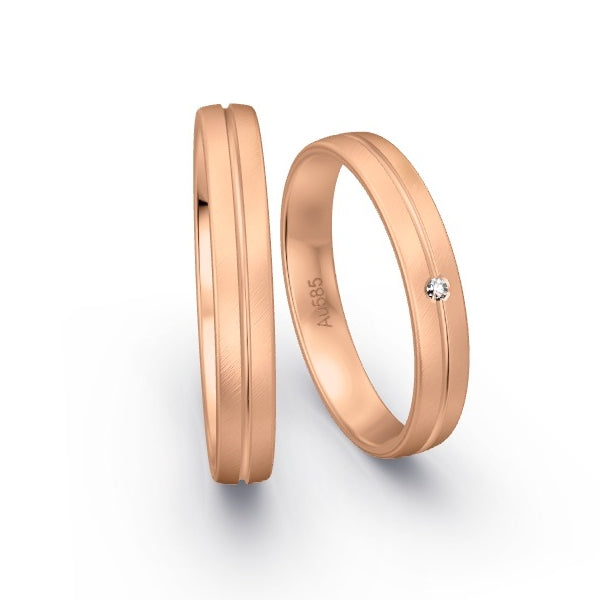 Trauringe Rotgold 585 mit 0.01 ct. Brillanten GR15130