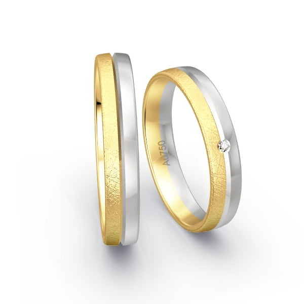 Trauringe Gelbgold 750 / Weissgold 750 mit 0.01 ct. Brillanten GR15157