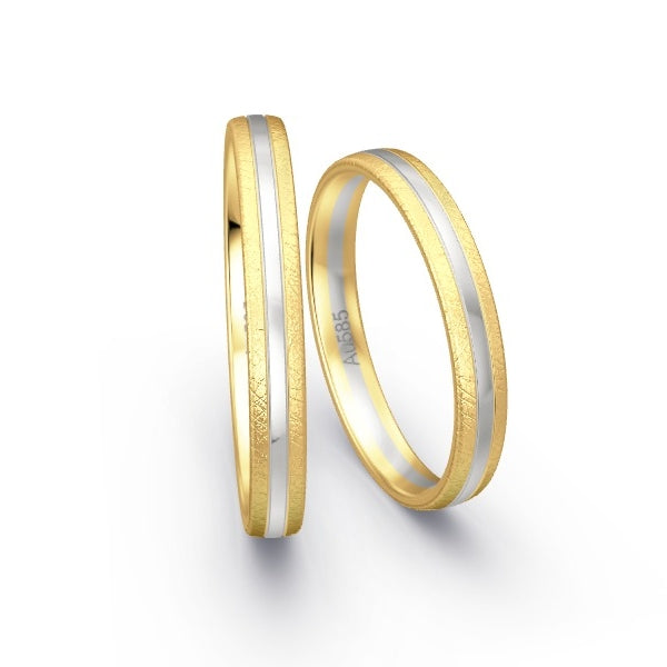 Trauringe Gelbgold 585 / Weissgold 585 ohne Steine GR15165