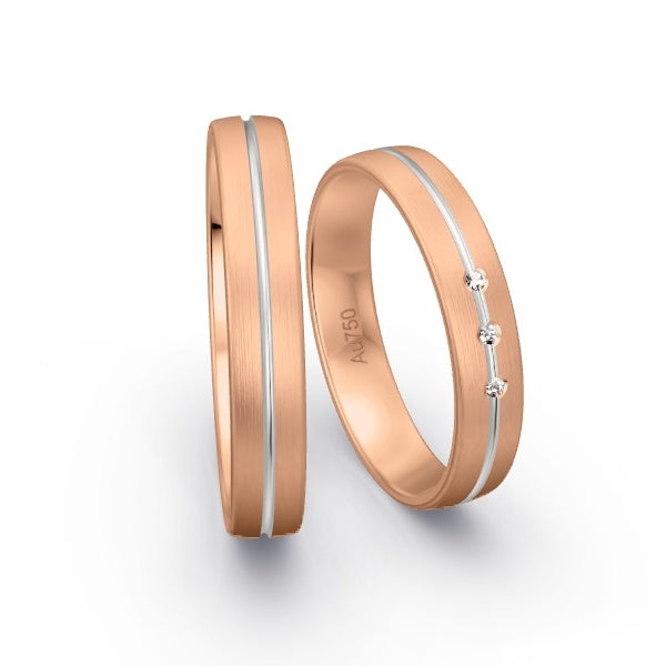 Trauringe Rotgold 750 mit 0.015 ct. Brillanten GR15179