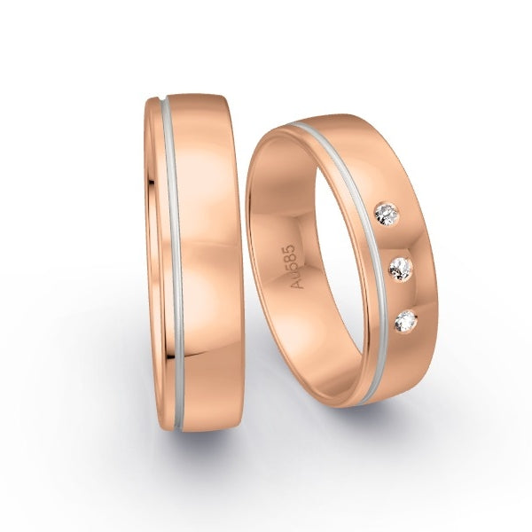 Trauringe Rotgold 585 mit 0.045 ct. Brillanten GR15189
