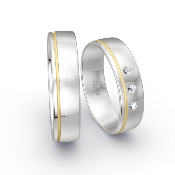 Trauringe Weissgold 750 mit 0.045 ct. Brillanten GR15190