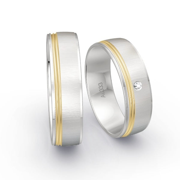 Trauringe Weissgold 333 mit 0.015 ct. Brillanten GR15194