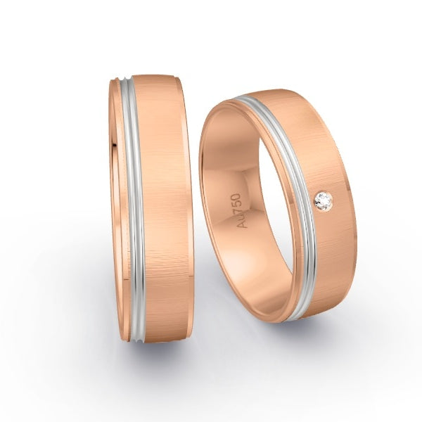 Trauringe Rotgold 750 mit 0.015 ct. Brillanten GR15205