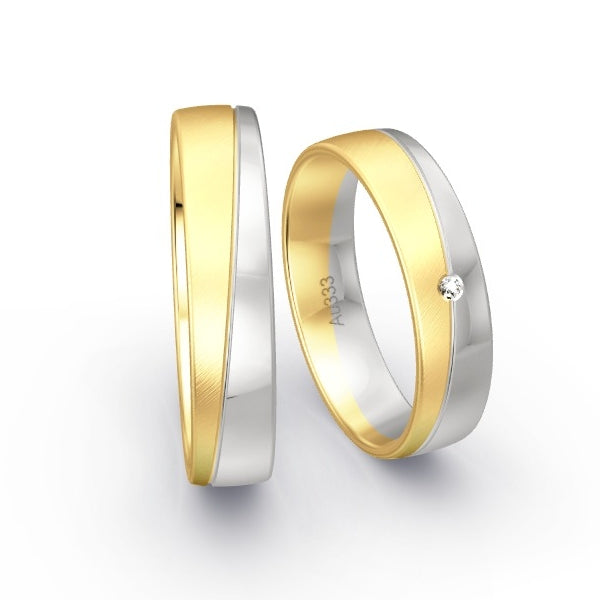 Trauringe Gelbgold 333 / Weissgold 333 mit 0.01 ct. Brillanten GR15206