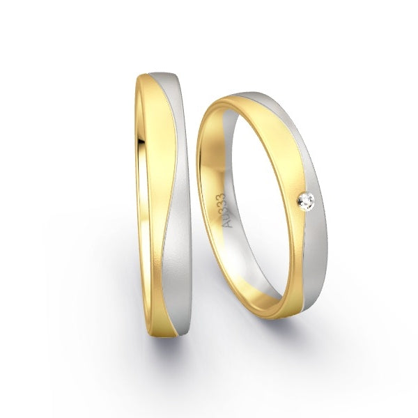 Trauringe Gelbgold 333 / Weissgold 333 mit 0.01 ct. Brillanten GR15221