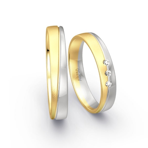 Trauringe Gelbgold 750 / Weissgold 750 mit 0.03 ct. Brillanten GR15240