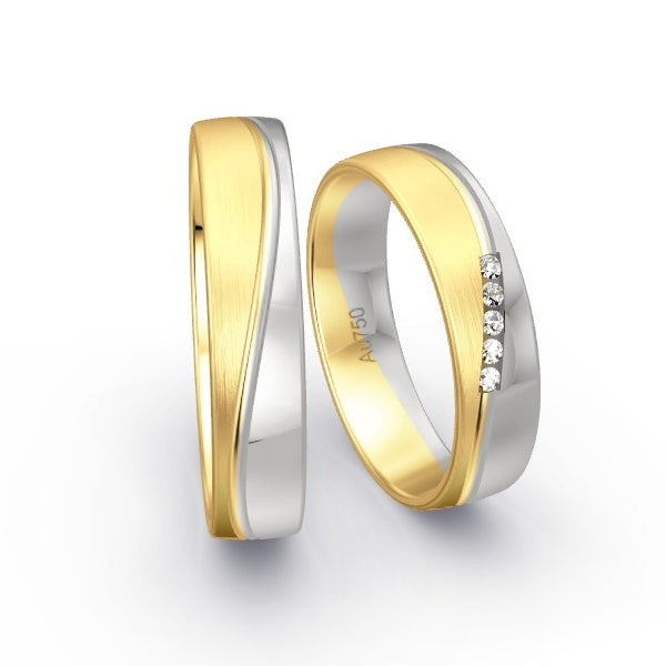 Trauringe Gelbgold 750 / Weissgold 750 mit 0.05 ct. Brillanten GR15253