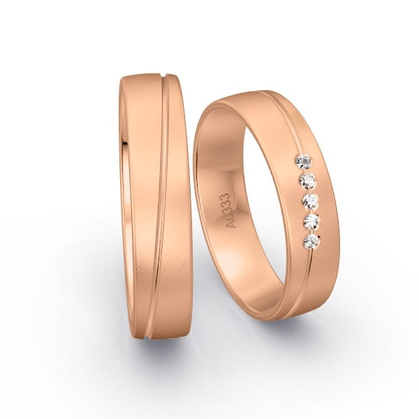 Trauringe Rotgold 333 mit 0.05 ct. Brillanten GR15277
