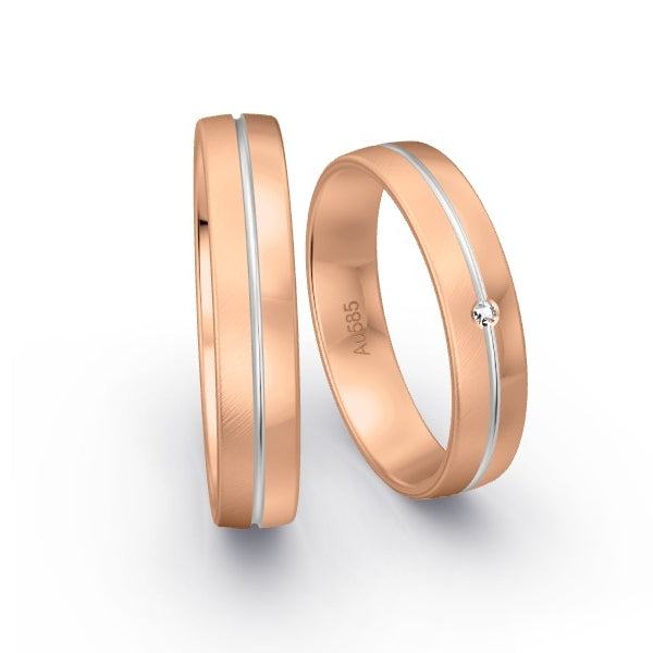 Trauringe Rotgold 585 mit 0.01 ct. Brillanten GR15289