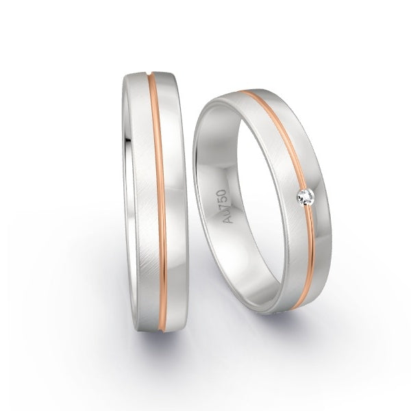 Trauringe Weissgold 750 mit 0.01 ct. Brillanten GR15292