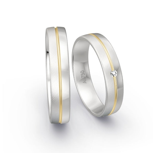 Trauringe Weissgold 750 mit 0.01 ct. Brillanten GR15294