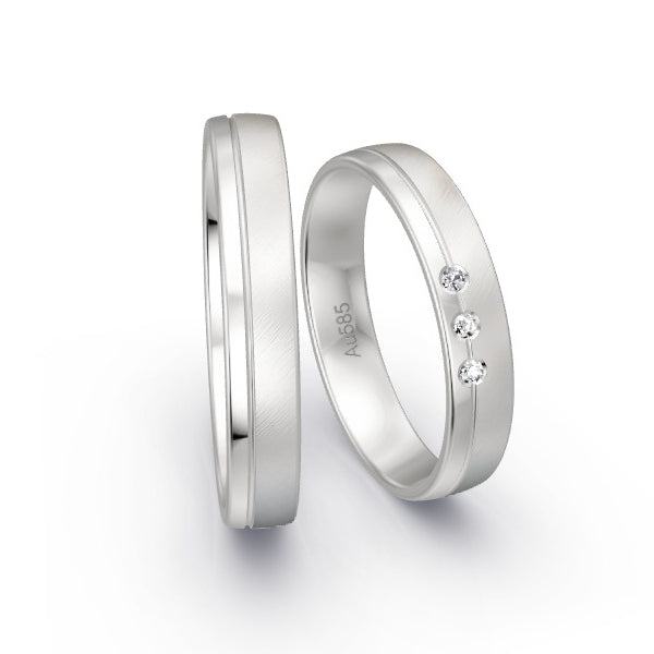 Trauringe Weissgold 585 mit 0.03 ct. Brillanten GR15300