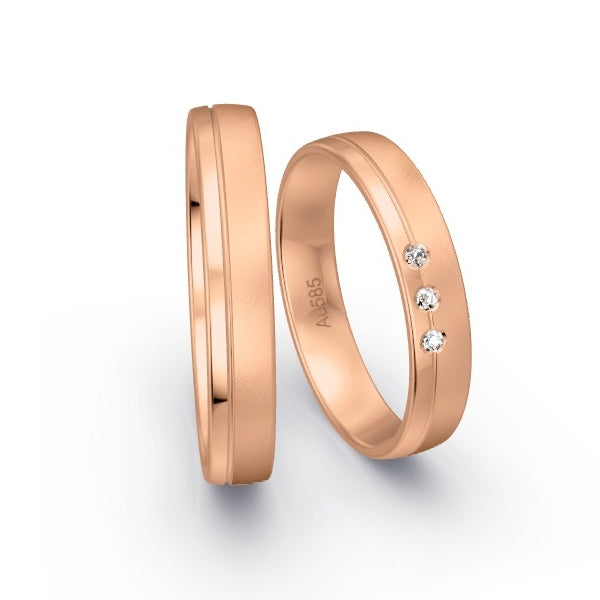 Trauringe Rotgold 585 mit 0.03 ct. Brillanten GR15301