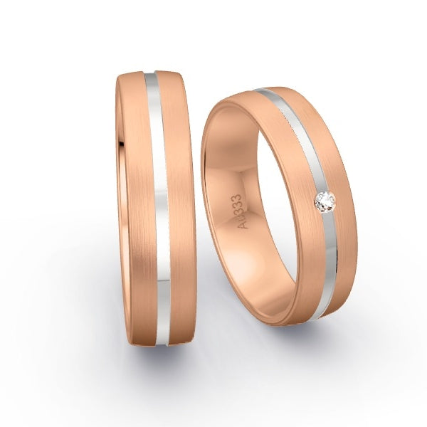 Trauringe Rotgold 333 mit 0.02 ct. Brillanten GR15305
