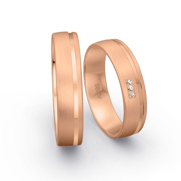 Trauringe Rotgold 585 mit 0.015 ct. Brillanten GR15331