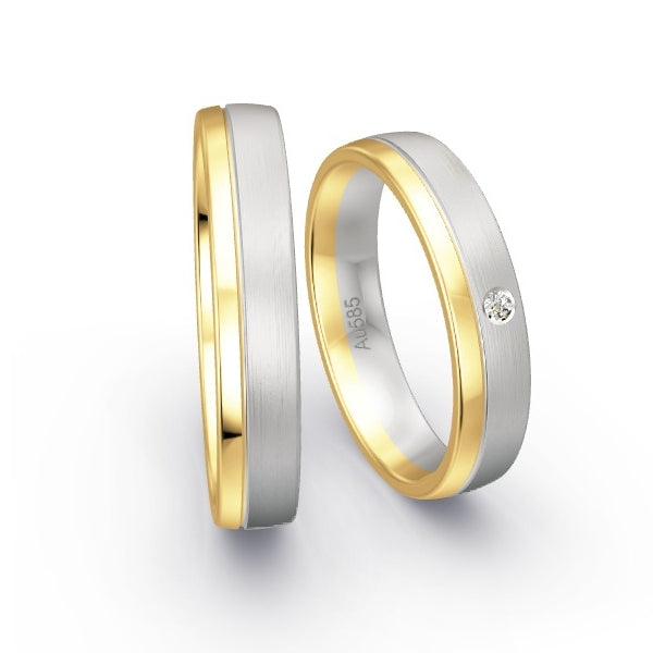 Trauringe Gelbgold 585 / Weissgold 585 mit 0.02 ct. Brillanten GR15341