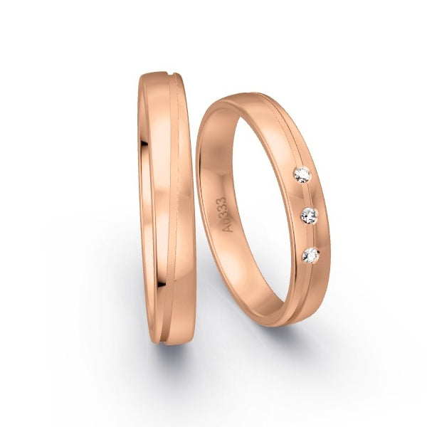 Trauringe Rotgold 333 mit 0.03 ct. Brillanten GR15347