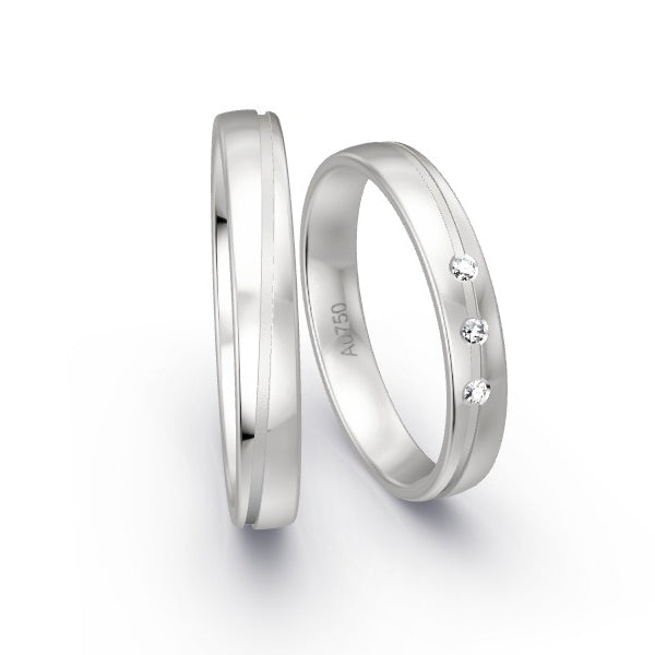 Trauringe Weissgold 750 mit 0.03 ct. Brillanten GR15354