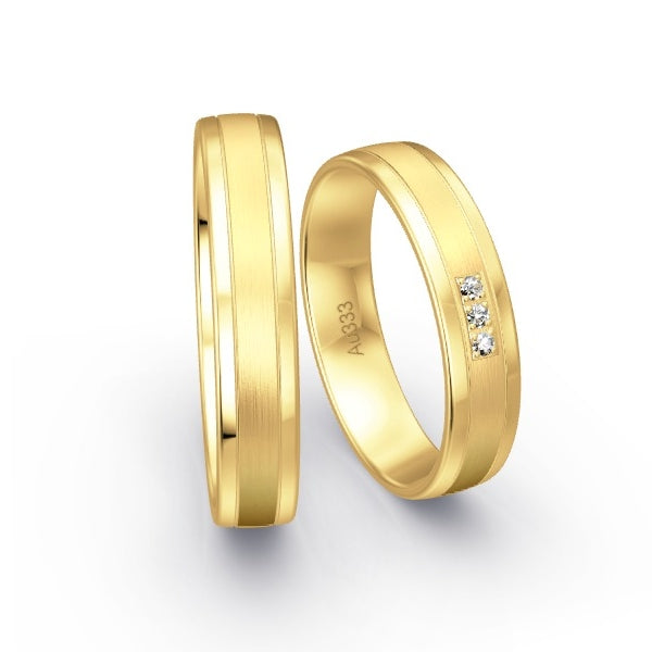 Trauringe Gelbgold 333 mit 0.03 ct. Brillanten GR15374