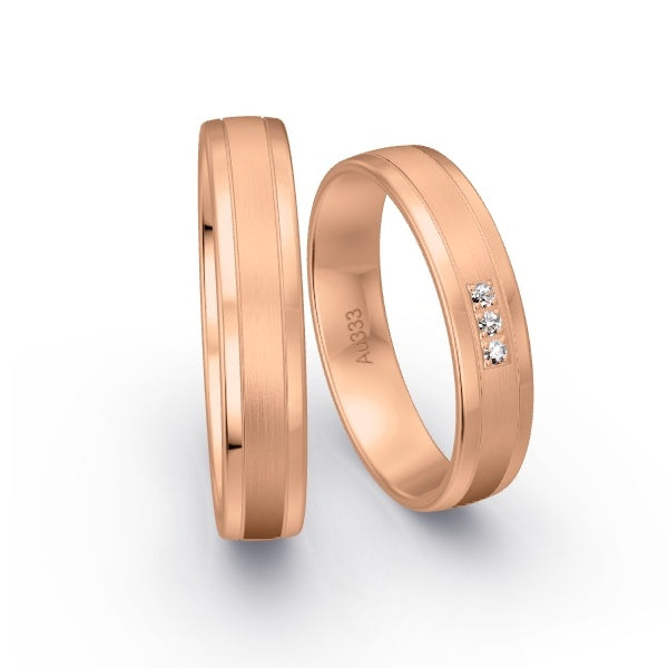 Trauringe Rotgold 333 mit 0.03 ct. Brillanten GR15376
