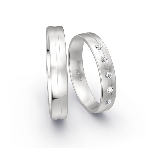 Trauringe Weissgold 750 mit 0.075 ct. Brillanten GR15390