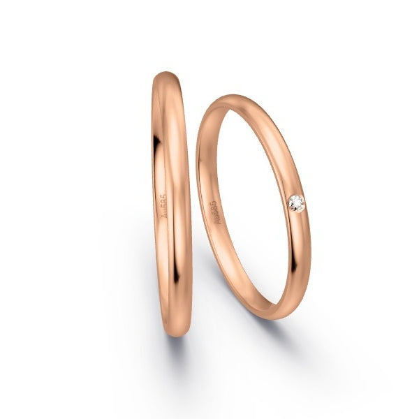 Trauringe Rotgold 585 mit 0.01 ct. Brillanten GR15397