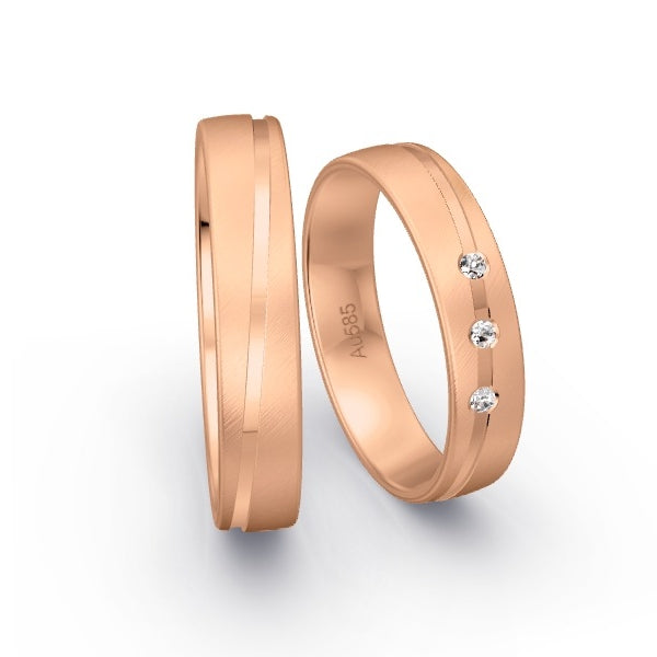 Trauringe Rotgold 585 mit 0.045 ct. Brillanten GR15415