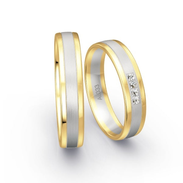 Trauringe Gelbgold 333 / Weissgold 333 mit 0.04 ct. Brillanten GR15420